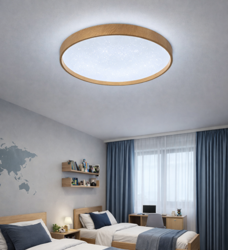 جلوب ليد سقف اطار عريض خشبي مع ريموت